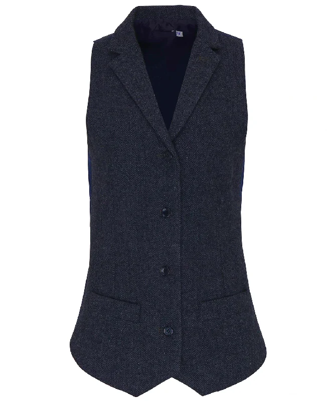Navy - Women's herringbone waistcoat Fashionable Belted Waistcoat Vest