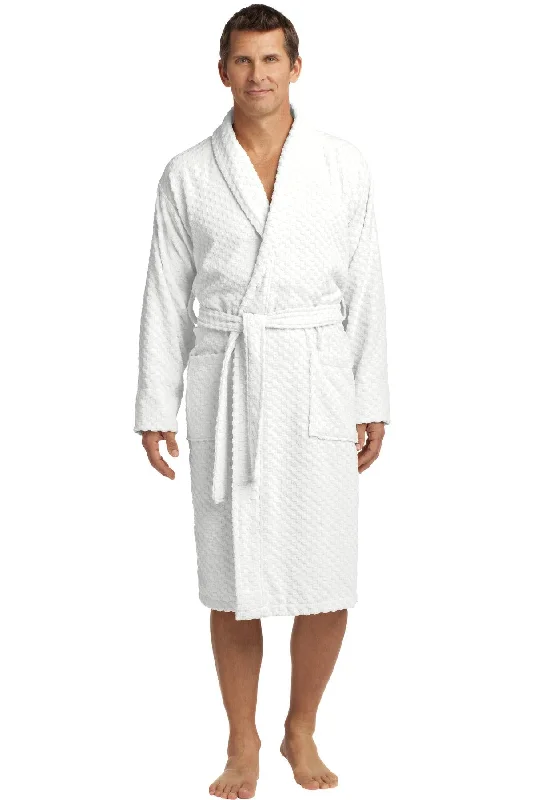 Port Authority Checkered Terry Shawl Collar Robe. R103 Comfortable Shawl Scarf Wrap