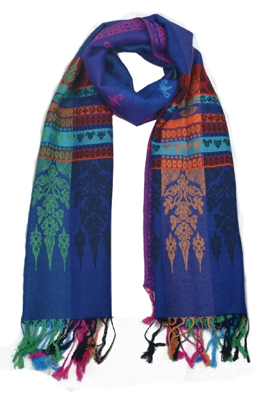 Unisex Multicolored Scarve or Shawl with Tribal Pattern Warm Cashmere Shawl Wrap