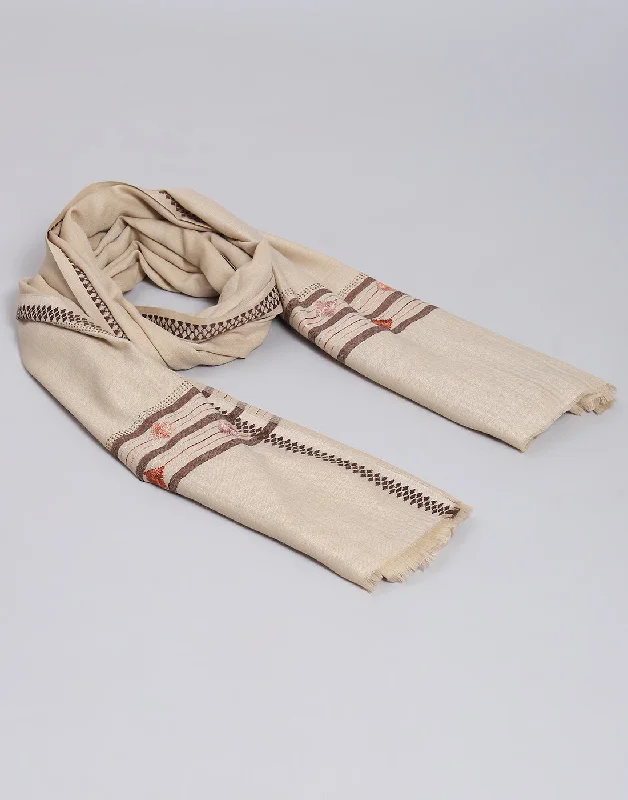 Women Beige Self Design Shawl Elegant Pashmina Shawl Cape