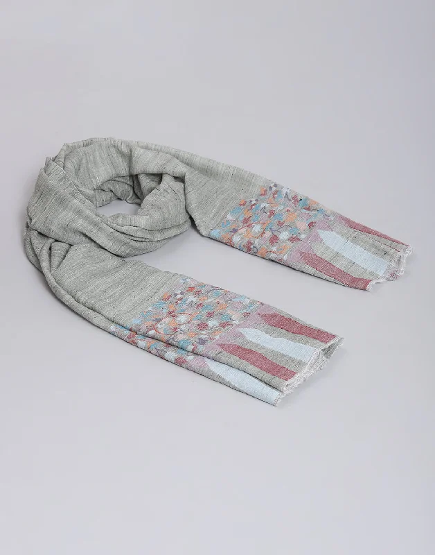 Women Grey Self Design Shawl Warm Cashmere Shawl Scarf
