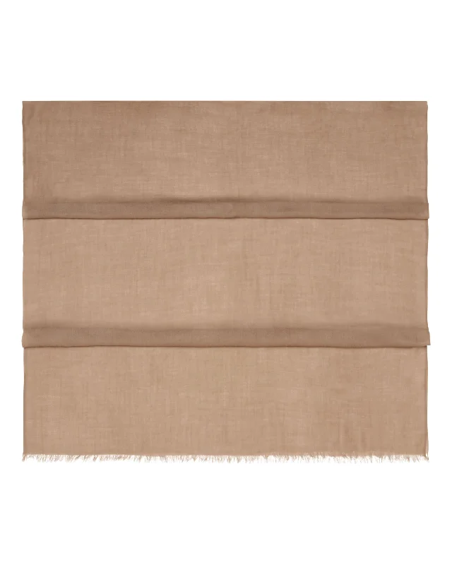 Women's Ultrafine Pashmina Cashmere Shawl Dark Tan Brown Stylish Fringed Shawl Cape
