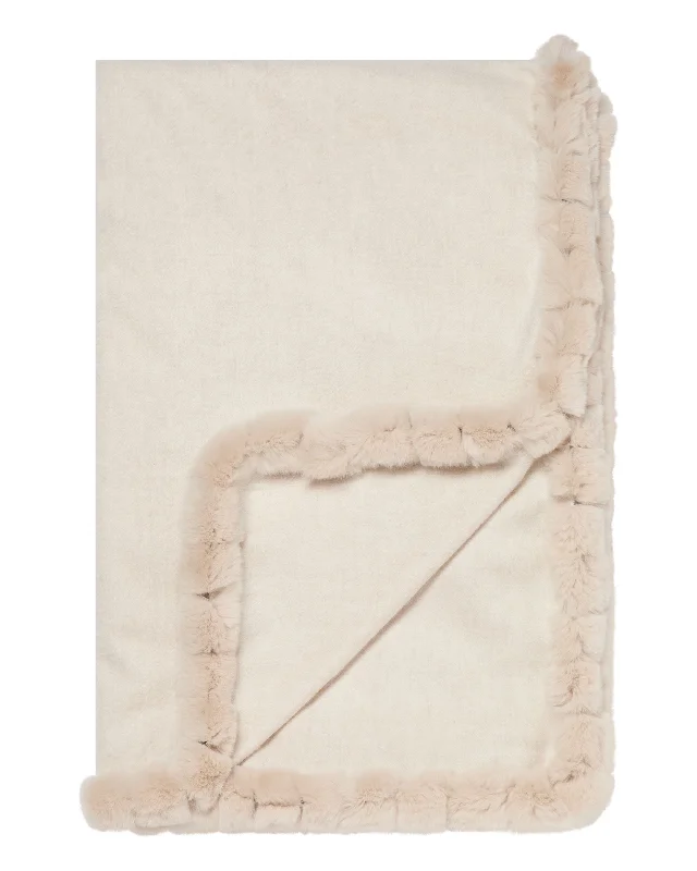 Women's Meribel Woven Fur Trim Cashmere Shawl Frost White Stylish Cashmere Shawl Cape Women's Meribel Woven Fur Trim Cashmere Shawl Frost White Stylish Cashmere Shawl Cape
