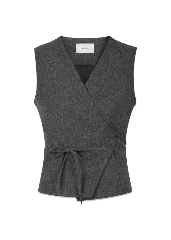 Samara Wrap Waistcoat - Antracit Warm Padded Waistcoat Vest