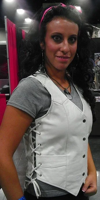 Women side strings white leather vest Structured Blazer Vest