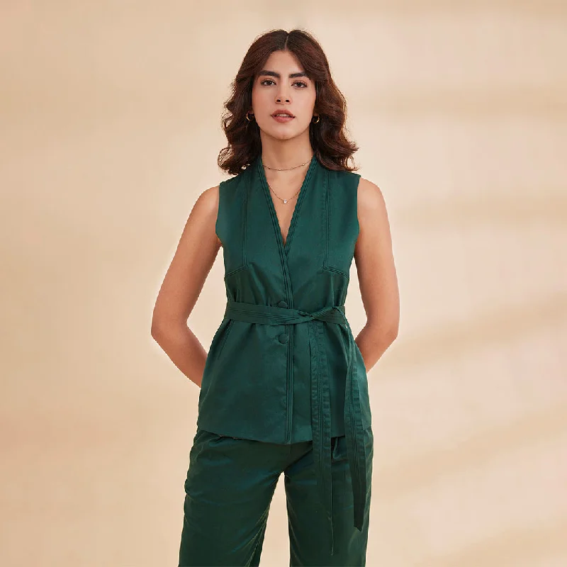 B77 ZAHARA WAISTCOAT Sleeveless Organic Cotton Tencel Women's Waistcoat with Belt Comfortable Long Waistcoat Jacket B77 ZAHARA WAISTCOAT Sleeveless Organic Cotton Tencel Women's Waistcoat with Belt Comfortable Long Waistcoat Jacket
