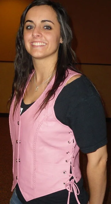 HL14339 Pink Women Leather Vest - Classic design for biker Clubs Fitted Waistcoat Vest HL14339 Pink Women Leather Vest - Classic design for biker Clubs Fitted Waistcoat Vest