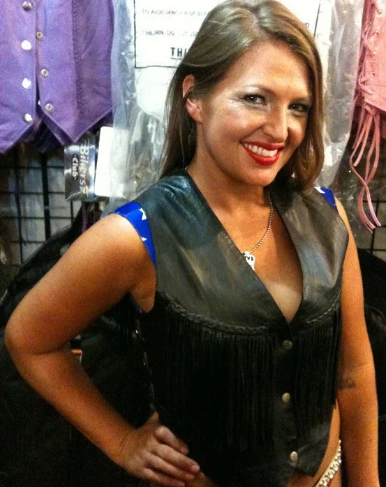 women tassel motorcycle fringe leather vest Thick Thermal Vest