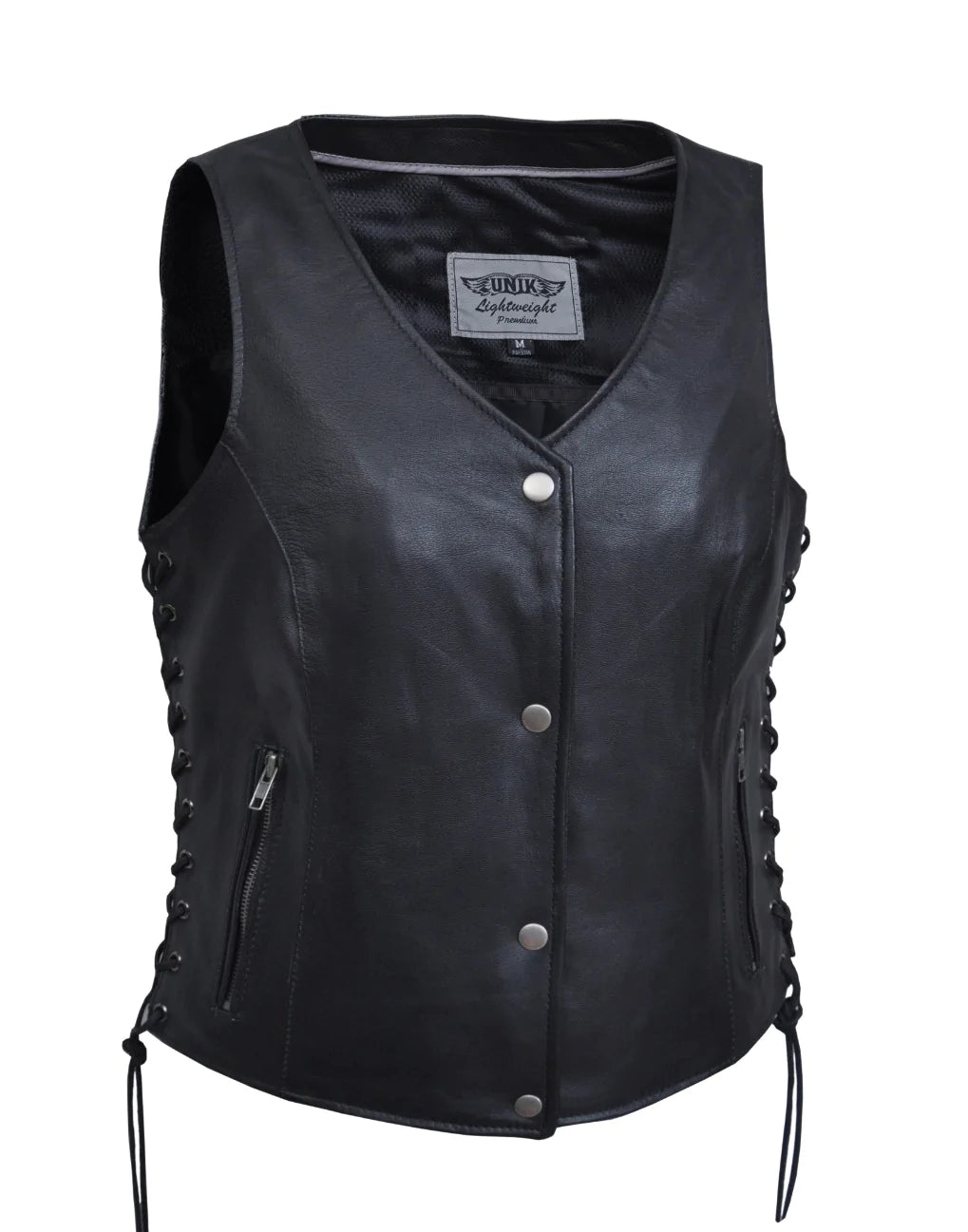 2681.NG- Ladies Goatskin Leather Vest Fur-Trimmed Vest Coat