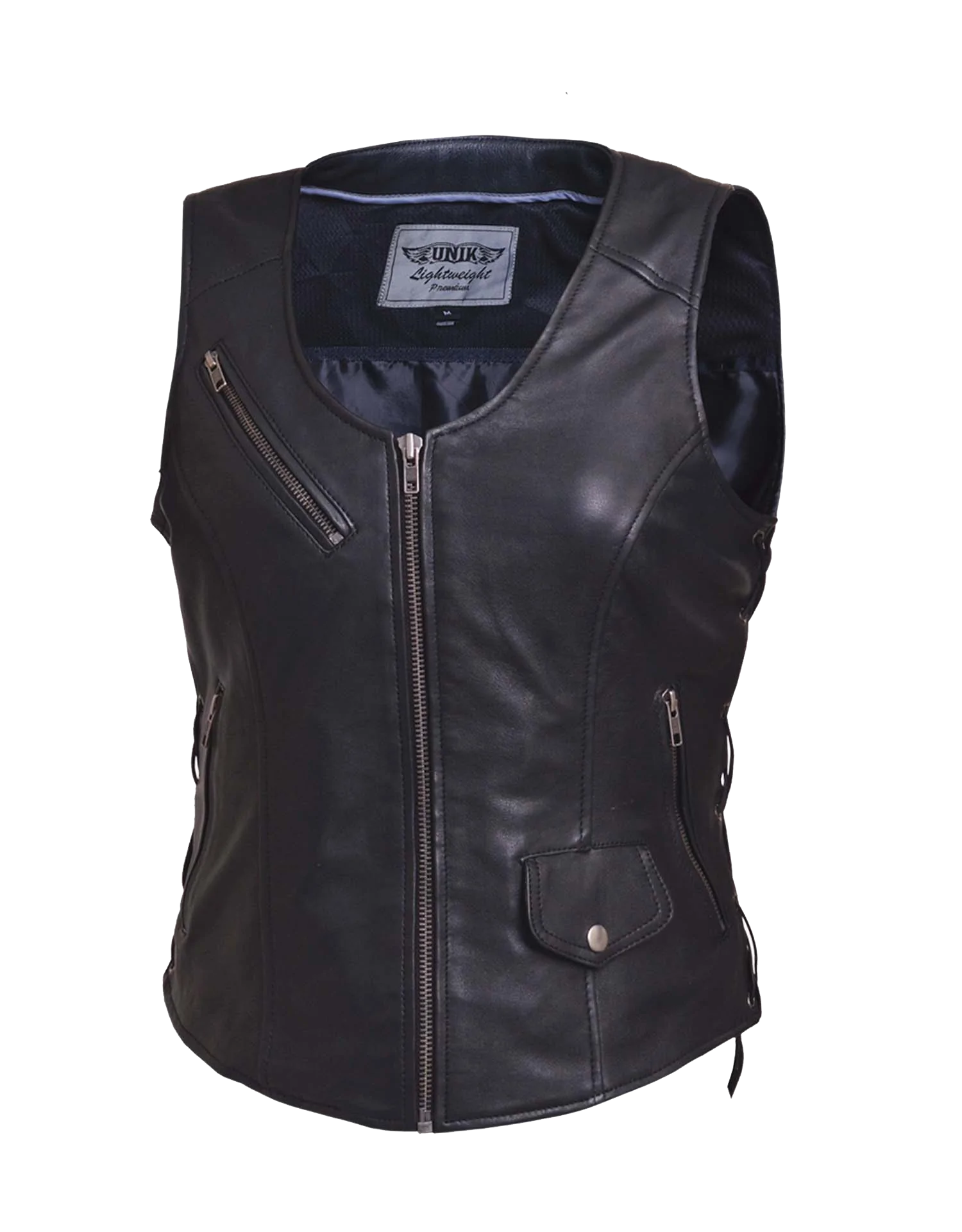 6892- Ladies Lambskin Leather Vest Cozy Sherpa Vest