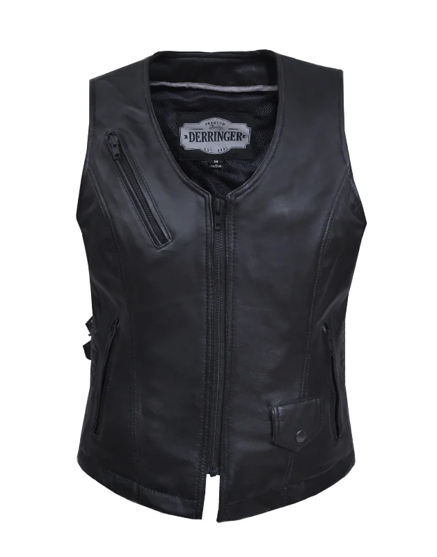 6893.LA- Ladies Lambskin Leather Vest Sleeveless Winter Coat