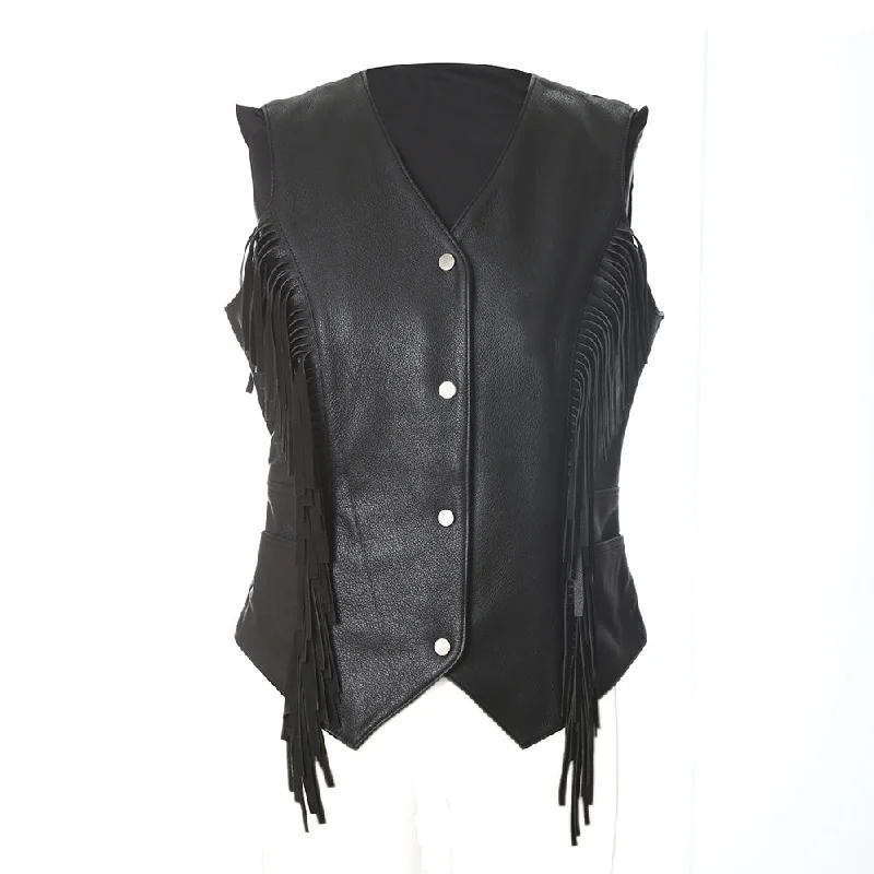 Apache Women's Motorcycle Leather Vest Classic Tailored Vest