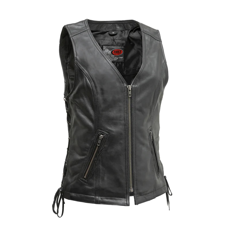 CINDY - WOMEN'S MOTORCYCLE LEATHER VEST FIL576SDM Ultra-Warm Down Vest