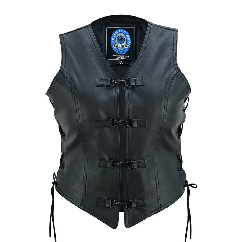 Johhny Reb Womens Saphire Leather Vest-Triple Black JRV10050 Turtleneck Knit Vest