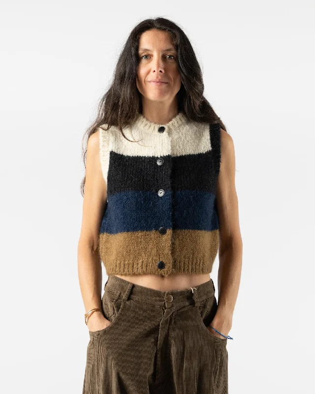 Cordera Alpaca & Mohair Striped Waistcoat Comfortable Zip Waistcoat Vest