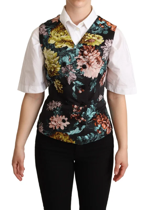 Dolce & Gabbana Exquisite Floral Jacquard Waistcoat Cozy Fitted Waistcoat Vest
