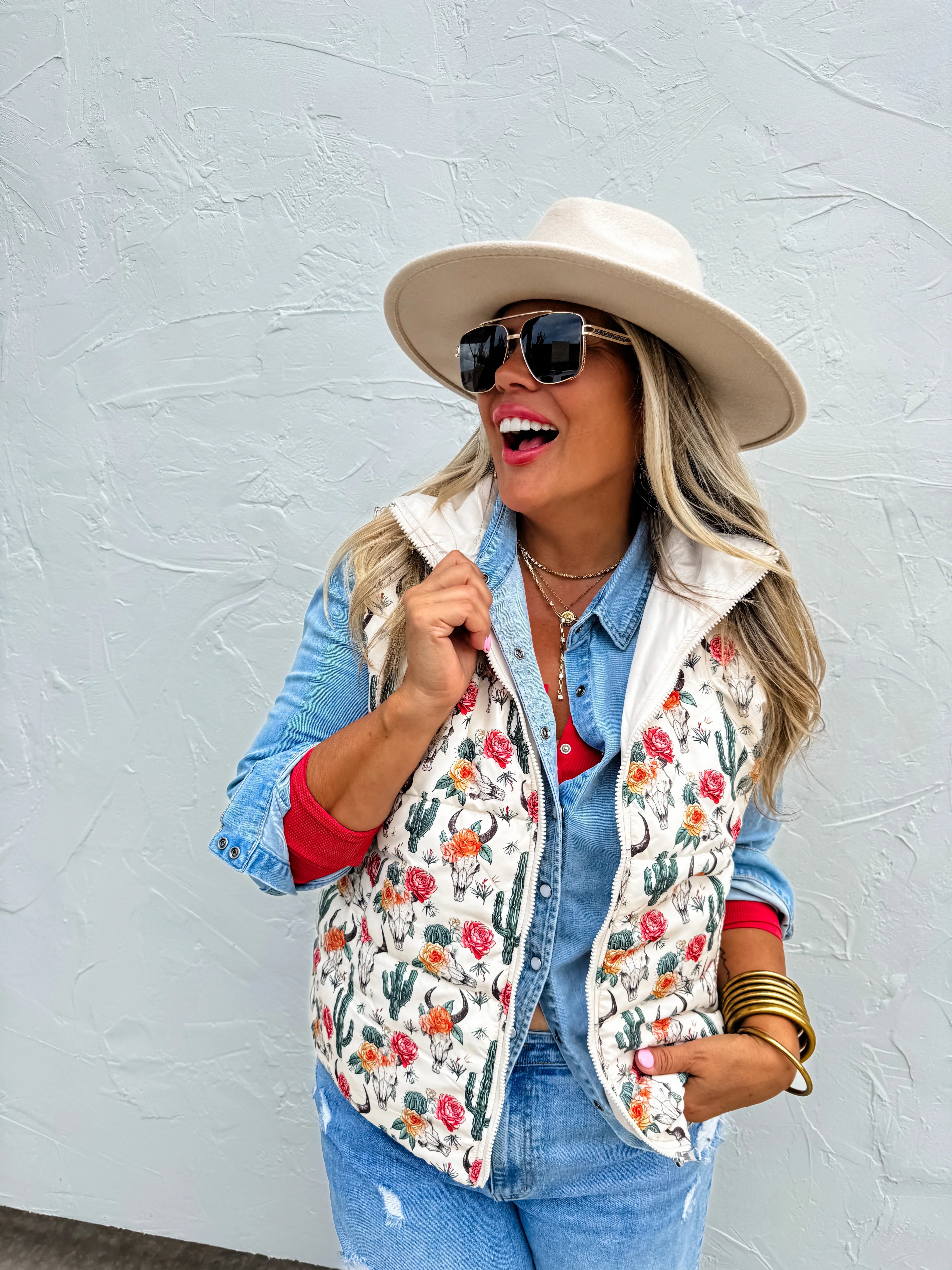 Hazel Blues® |  PREORDER: Puffer Vest in Two Prints Chic Trench Vest