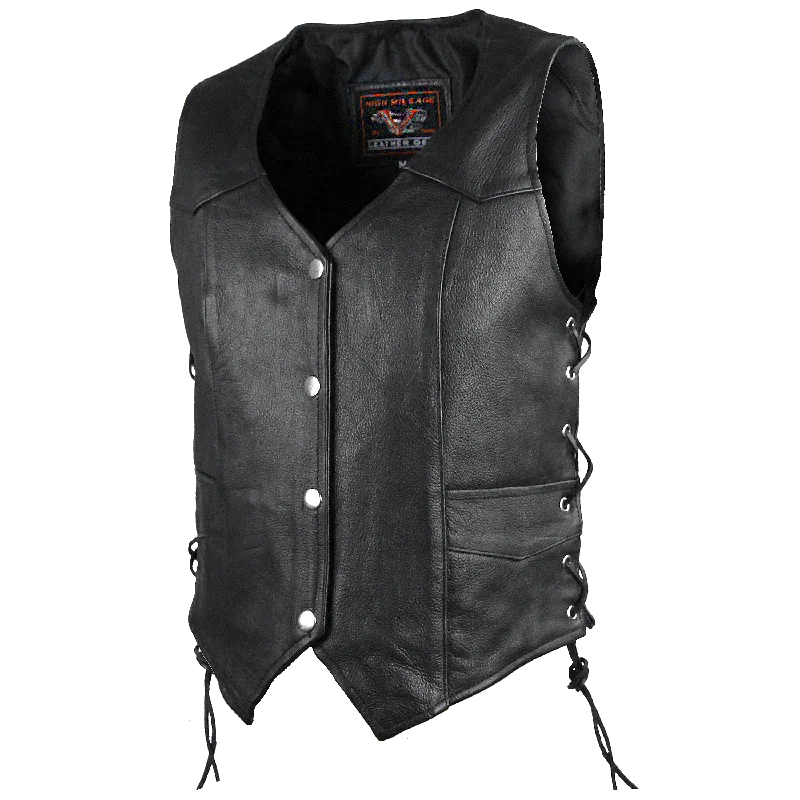 HML1040 Ladies Naked Leather Vest With Lace Sides Modern Suit Vest