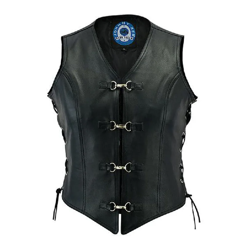 Johhny Reb Womens Saphire Leather Vest JRV10014 Edgy Moto Vest