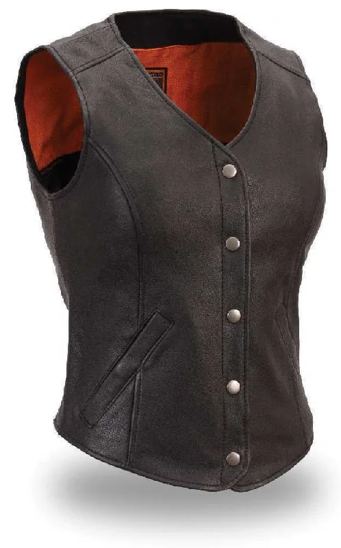 Ladies Leather Vest FIL545CSL Soft-Touch Wool Vest