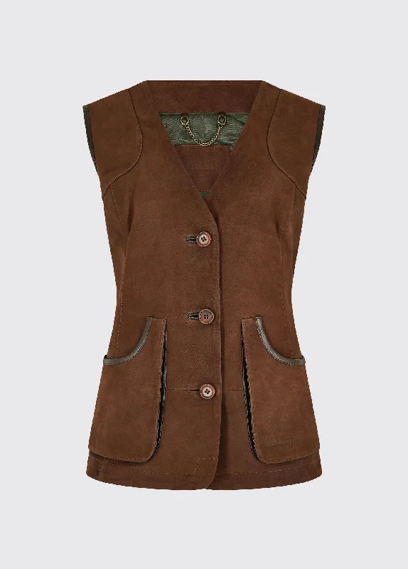 Allendale Leather Vest - Walnut Cozy Teddy Vest