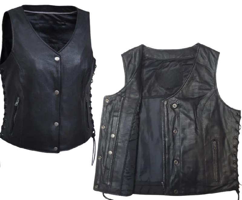 The "Alanis" Snap/Zip Leather Vest Embellished Evening Vest
