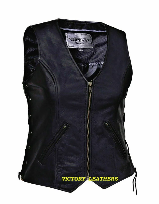Ladies Front Zipper Leather Vest 0399.00 Lightweight Puffer Vest