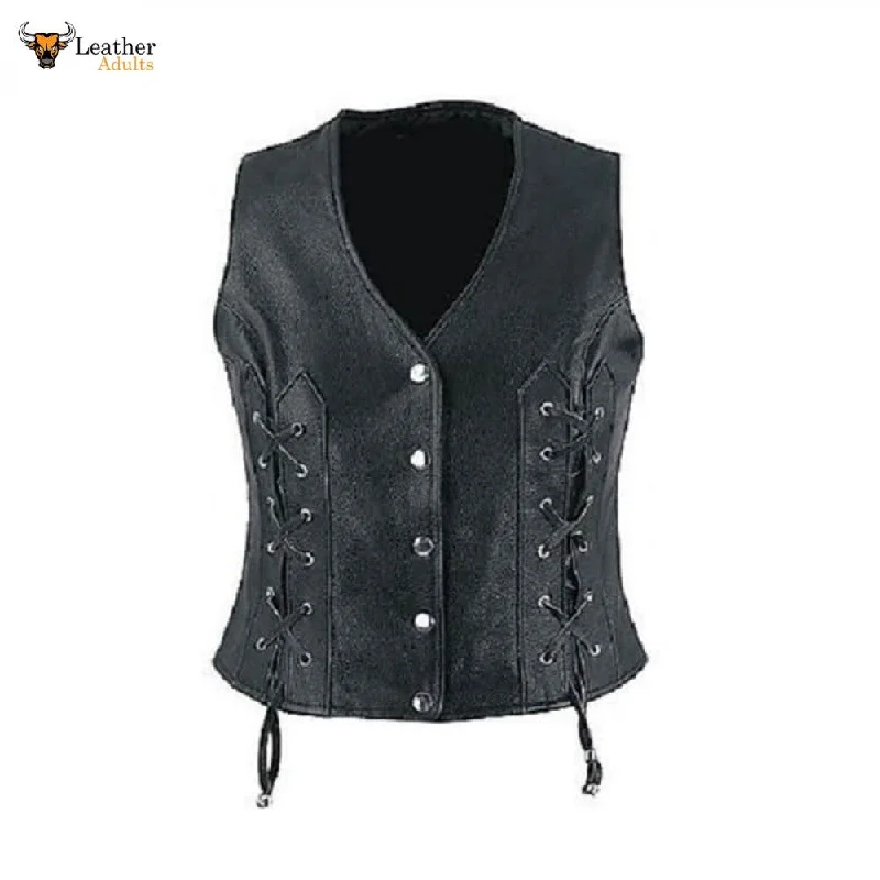 Womens Leather Waistcoat Vest With Detailed Side Lacing W4 Fashionable Check Waistcoat Vest Womens Leather Waistcoat Vest With Detailed Side Lacing W4 Fashionable Check Waistcoat Vest
