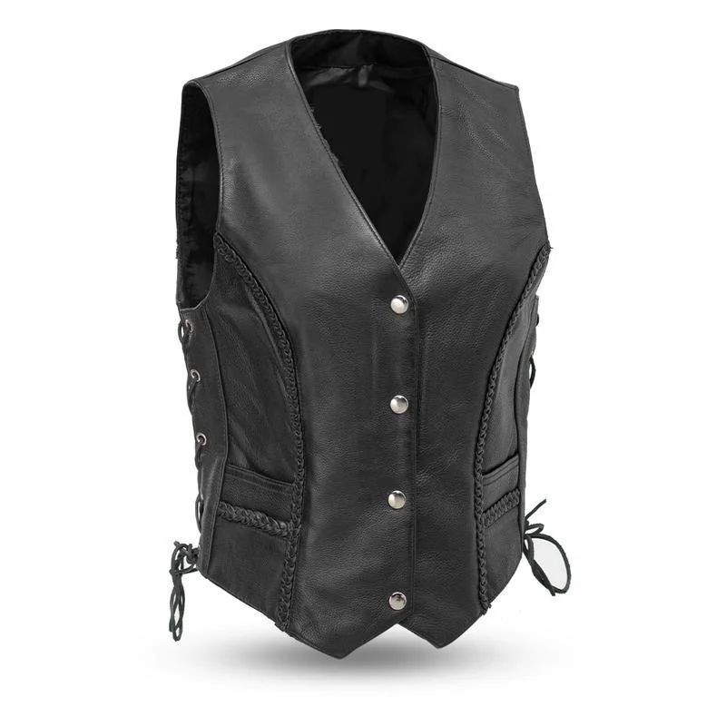 MKL - Elevated Women's Motorcycle Western Style Leather Vest Chic Long Vest