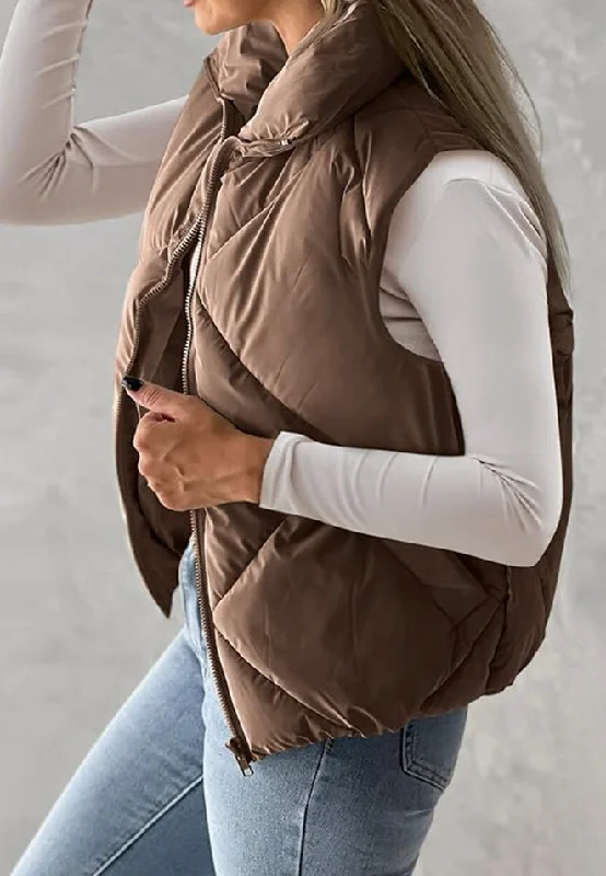 NEW! Womens Quilted Cropped Puffer Vest, 7 Color Options Timeless Casual Vest