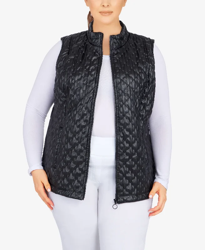 Ruby Rd. Plus Size Faux Leather Vest Pastel Wool Vest