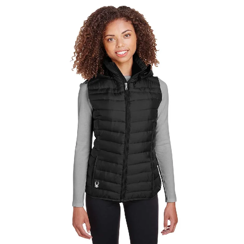 Spyder Women's Black Supreme Puffer Vest Soft Ribbed Vest