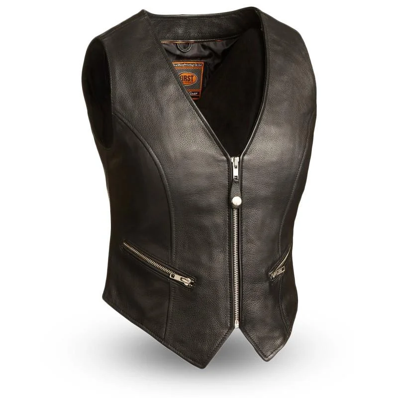 Montana - Women's Motorcycle Leather Vest Elegant Vest Coat
