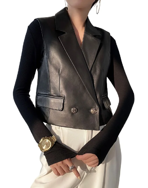 Fuerza Black Leather Vest Stylish Streetwear Vest