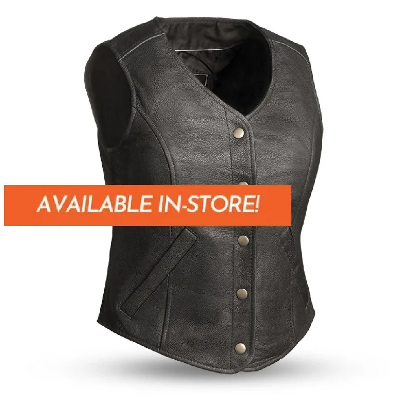Derringer Women's Motorcycle Leather Vest - Extreme Biker Leather Plush Faux Fur Vest Derringer Women's Motorcycle Leather Vest - Extreme Biker Leather Plush Faux Fur Vest
