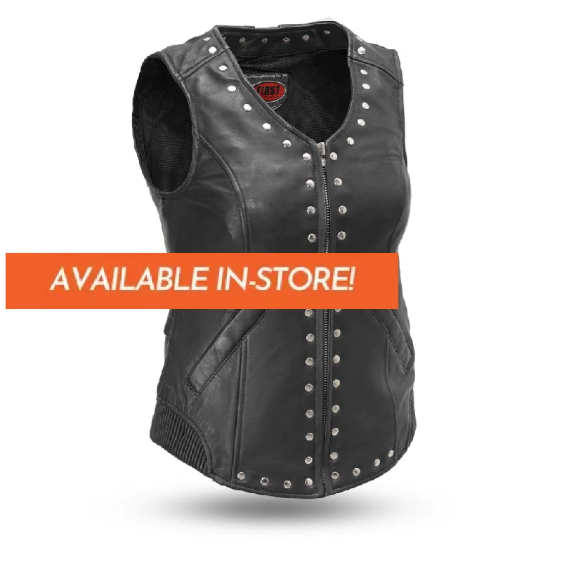Empress Women's Motorcycle Leather Vest  - Extreme Biker Leather Soft Drape Vest