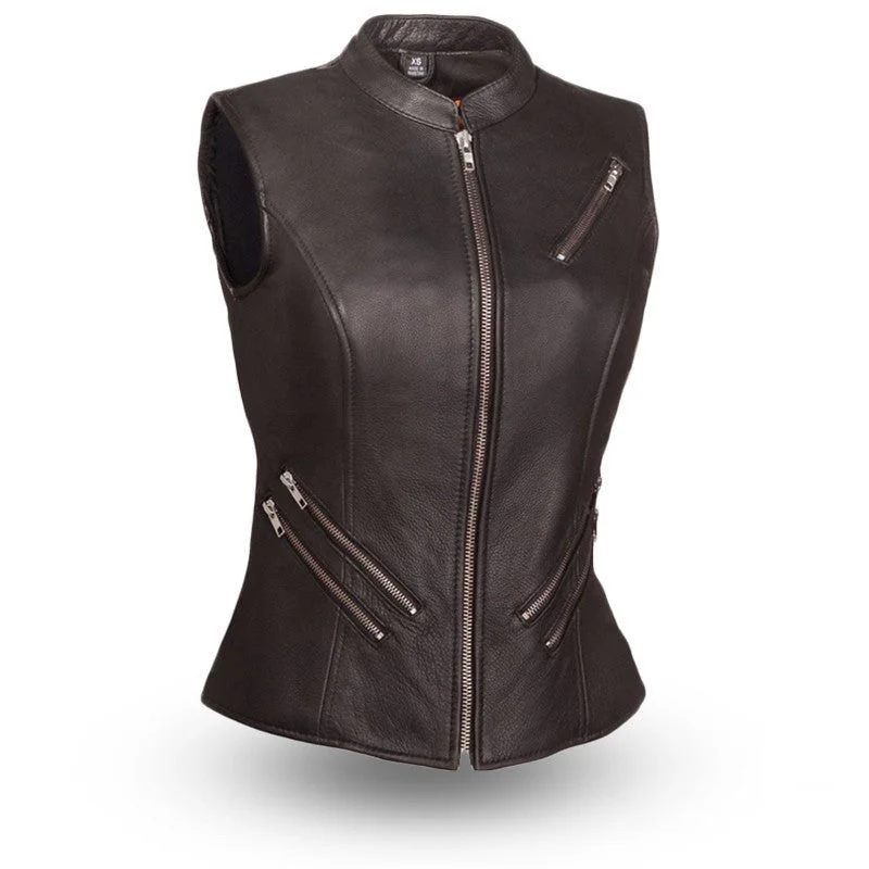 Fairmont Women's Motorcycle Leather Vest Vintage-Inspired Vest