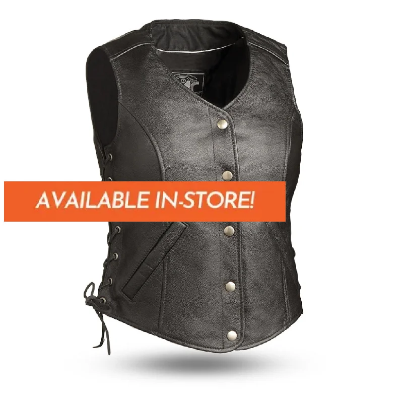 Honey Badger Women's Motorcycle Leather Vest - Extreme Biker Leather Classic Outdoor Vest Honey Badger Women's Motorcycle Leather Vest - Extreme Biker Leather Classic Outdoor Vest