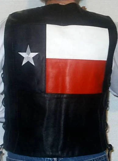Women's Leather Vest with Texas Flag Patch on Back TS7SL Cozy Teddy Vest