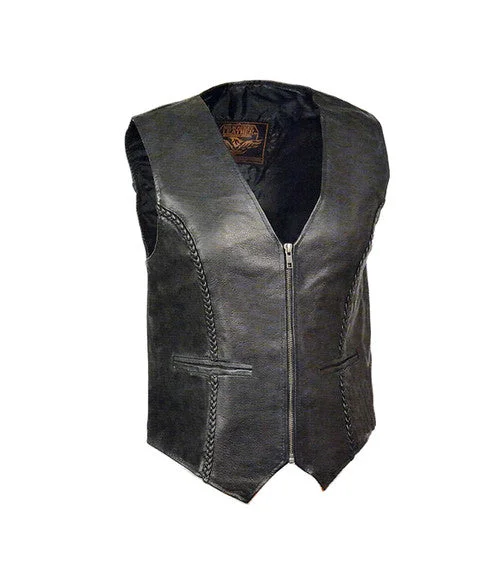 Ladies Zip Up Leather Vest 4550 WV Zip Soft-Touch Wool Vest