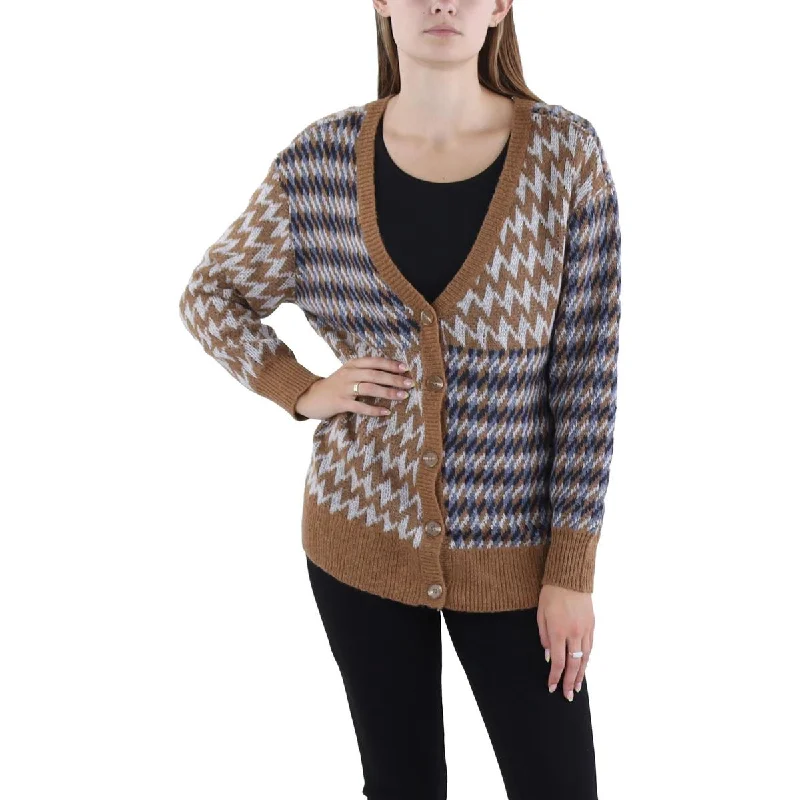 Aqua Womens Enzo Cardi Cardigan Ribbed Button-Up Cardigan Knitwear Sweater