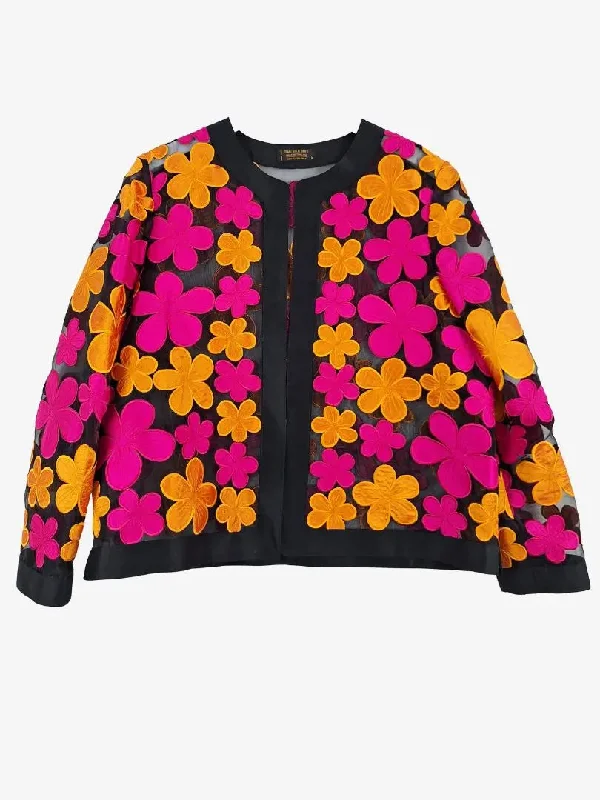 Assorted Brands Vibrant Floral Sheer Cardigan Size M Welt Pockets Slit Pockets Flap Pockets Assorted Brands Vibrant Floral Sheer Cardigan Size M Welt Pockets Slit Pockets Flap Pockets