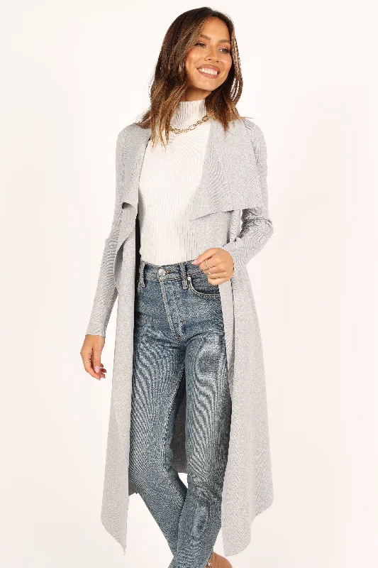Audrina Cardigan - Grey Hooded Caped Shawl Collar