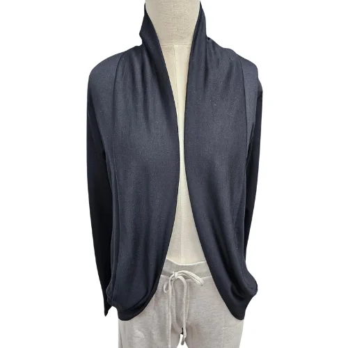 Cascade Cardigan Super Soft Bamboo Brushed Terry  Black   PIXIE47 Thin Thick Dense
