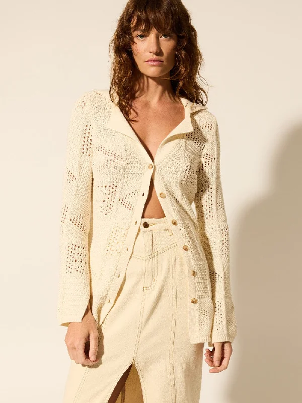 Clementine Cardigan Houndstooth Herringbone Solid