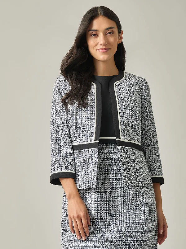 Framed Cardigan, Tweed Embroidered Appliqued Beaded