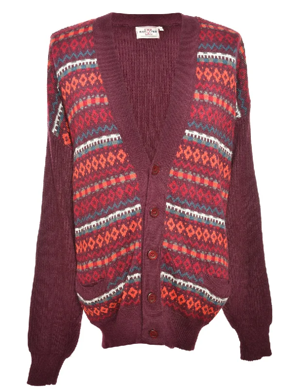 Ikat Pattern Cardigan - L Cardigan Knitwear Sweater