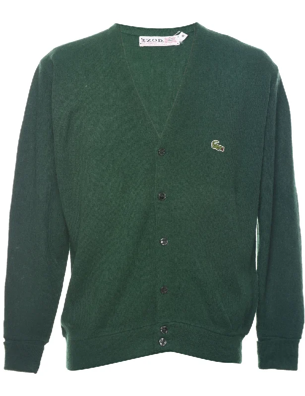 Izod Green Cardigan - M Cashmere Blend Cotton Blend Poly Blend