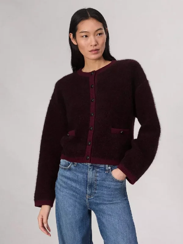 Kaia Boucle Cardigan Zippered Front Buttoned Front Snap Front