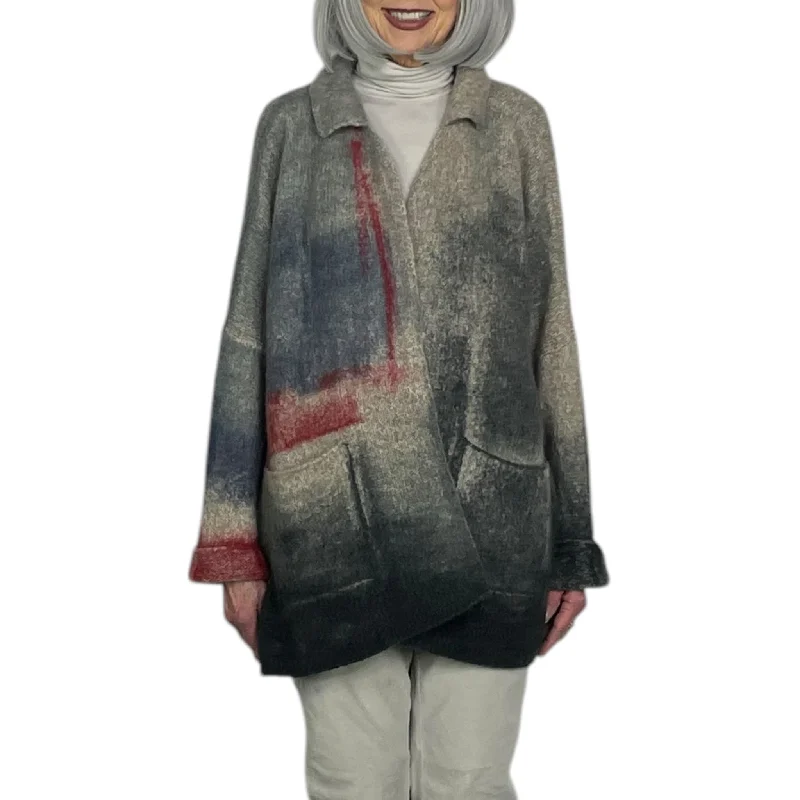 MARIANNE PAINTED CASHMERE CARDIGAN Tailored Straight A-Line